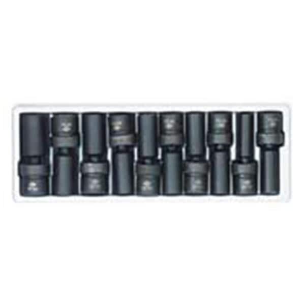 Gourmetgalley 10 Pieces 1/2 Drive MM Deep Swivel Socket Set 10 - 19mm GO2960376 - main